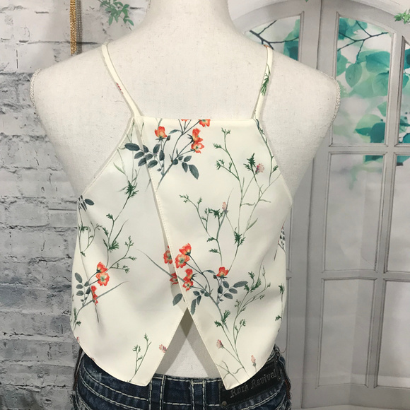 Zara Floral Crop Top Blouse Sz S (C01) - Picture 2 of 8